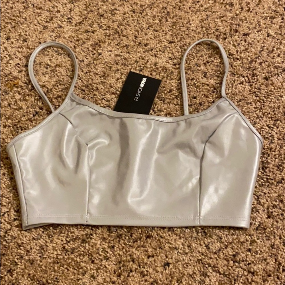 Silver reflective crop top